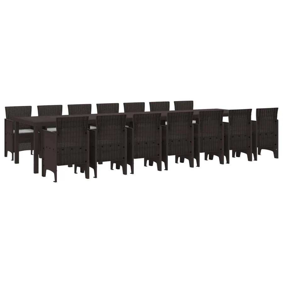 Ensemble de salle à manger de jardin avec coussins 15 pcs