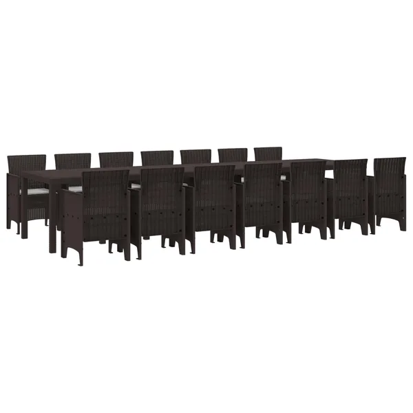 Ensemble de salle à manger de jardin avec coussins 15 pcs