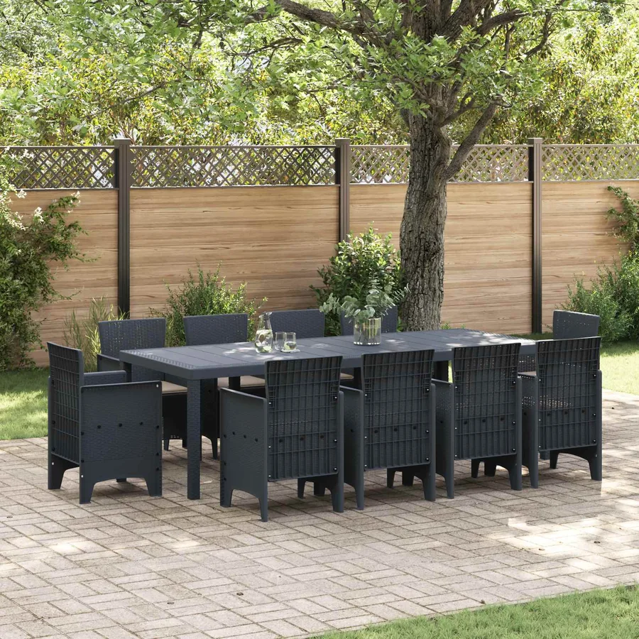 Ensemble de salle à manger pour jardin 11 pcs Anthracite