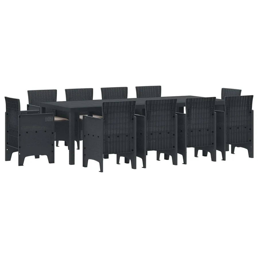 Ensemble de salle à manger pour jardin 11 pcs Anthracite - 2