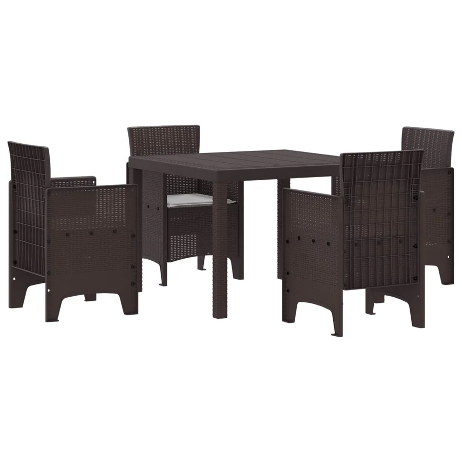 Ensemble de salle à manger pour jardin 5 pcs Marron