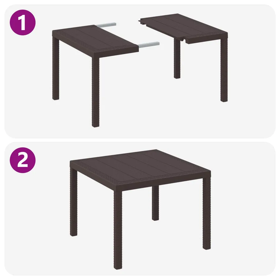Ensemble de salle à manger pour jardin 5 pcs Marron - 3
