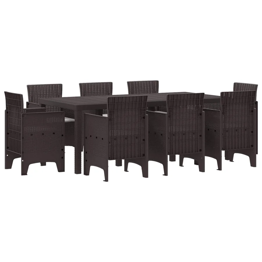 Ensemble de salle à manger pour jardin 9 pcs Marron