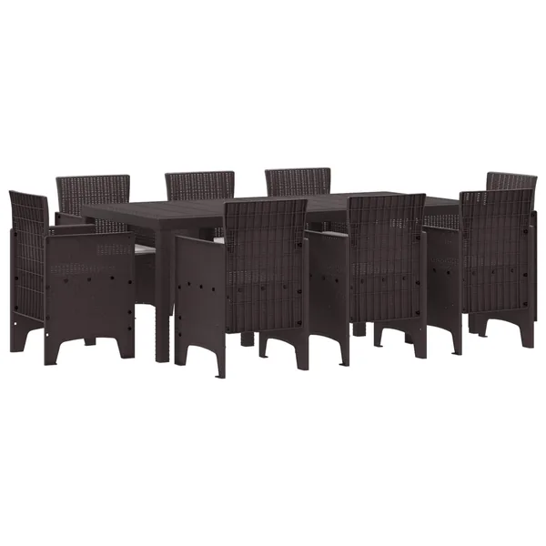 Ensemble de salle à manger pour jardin 9 pcs Marron
