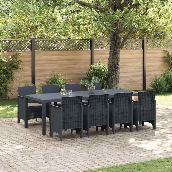 Ensemble de salle à manger pour jardin 9 pcs Anthracite