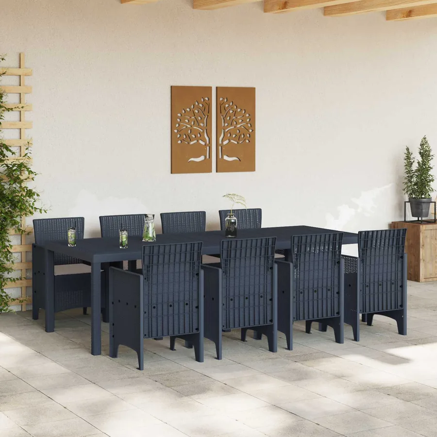 Ensemble de salle à manger pour jardin 9 pcs Anthracite - 3