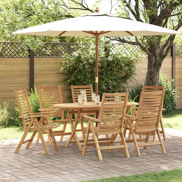 Ensemble de salle à manger pour jardin 7 pcs Marron