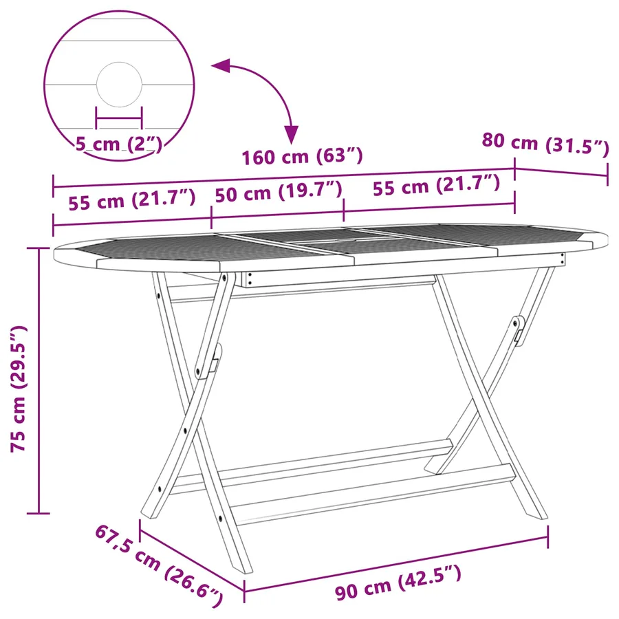 Ensemble de salle à manger pour jardin 7 pcs Marron - 17