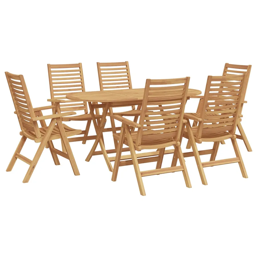 Ensemble de salle à manger pour jardin 7 pcs Marron - 2