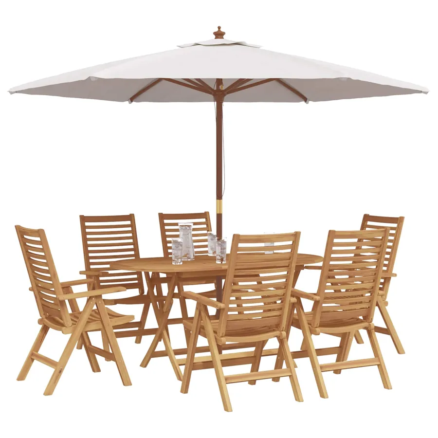 Ensemble de salle à manger pour jardin 7 pcs Marron - 3