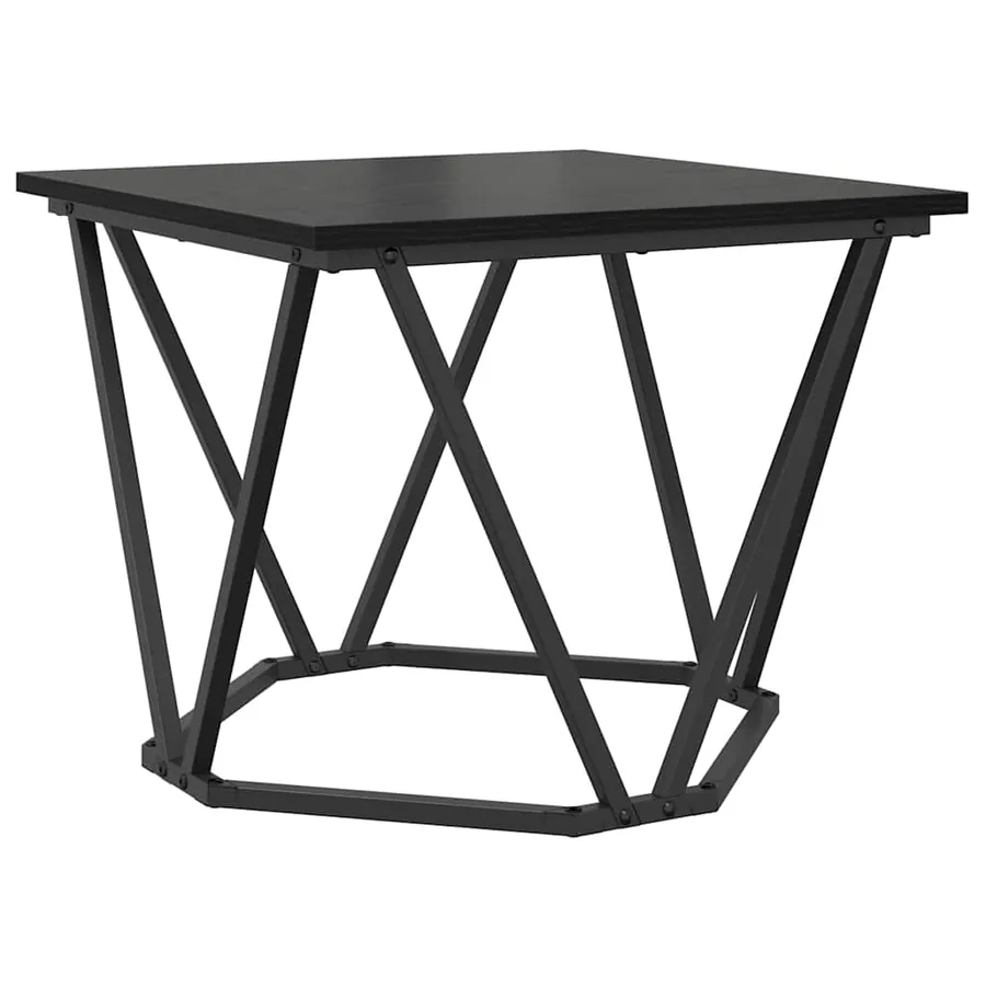 Table basse 3 pcs Chêne noir Bois d'ingénierie et acier - 5