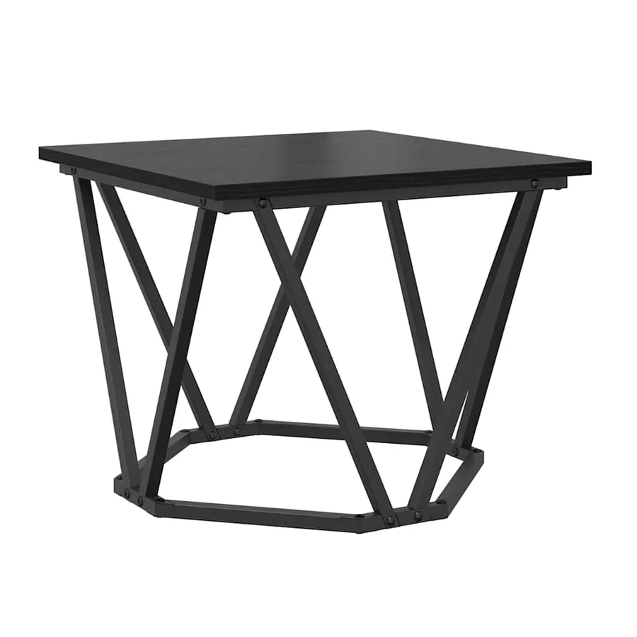 Table basse 3 pcs Chêne noir Bois d'ingénierie et acier - 6