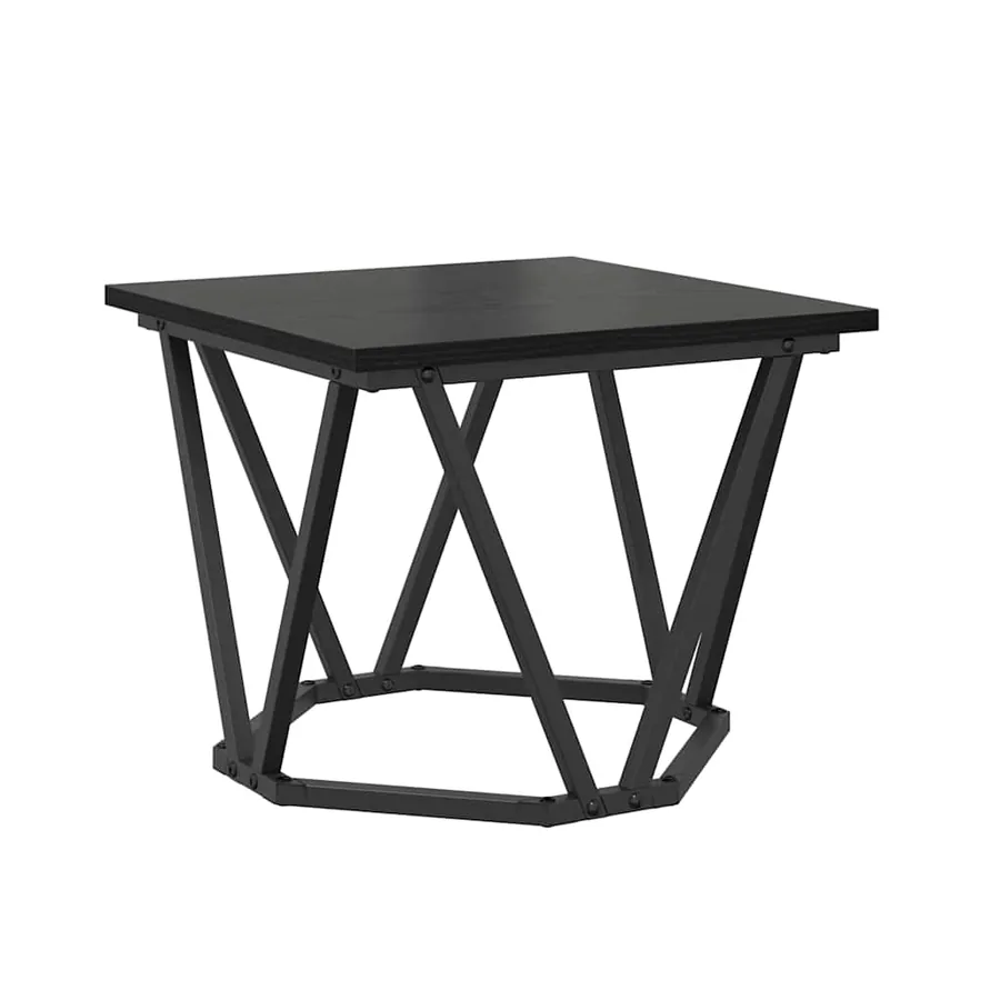 Table basse 3 pcs Chêne noir Bois d'ingénierie et acier - 7
