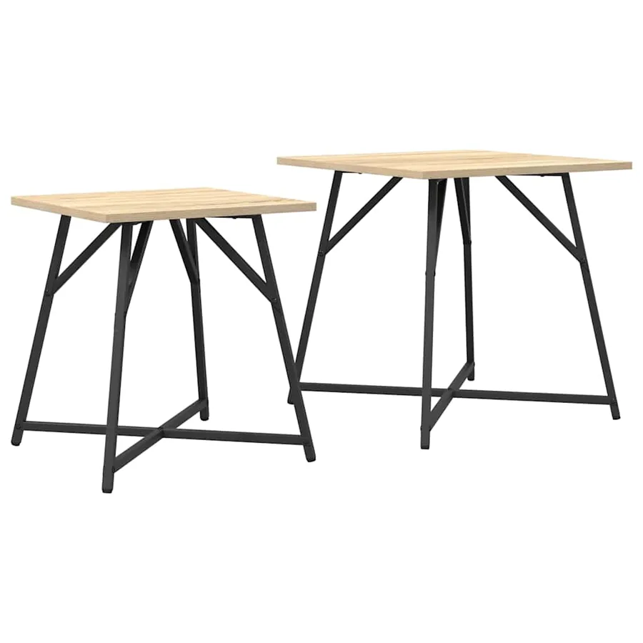 Ensemble de tables d'appoint 2 pcs Chêne Sonoma et noir - 2