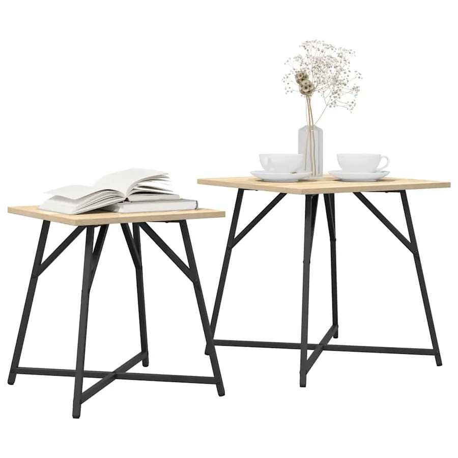 Ensemble de tables d'appoint 2 pcs Chêne Sonoma et noir - 3