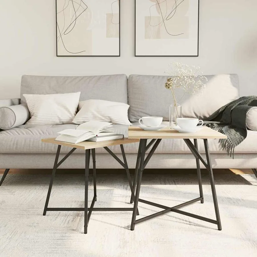 Ensemble de tables d'appoint 2 pcs Chêne Sonoma et noir - 4