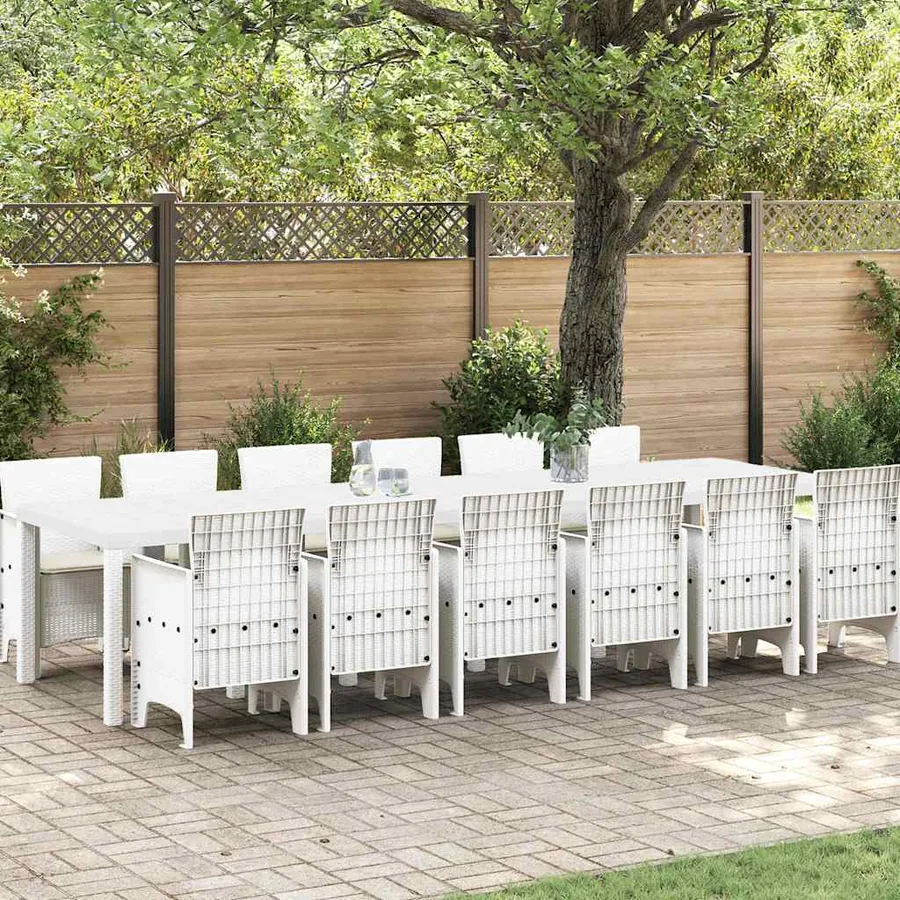 Ensemble de salle à manger pour jardin 13 pcs Blanc Rattan Polt