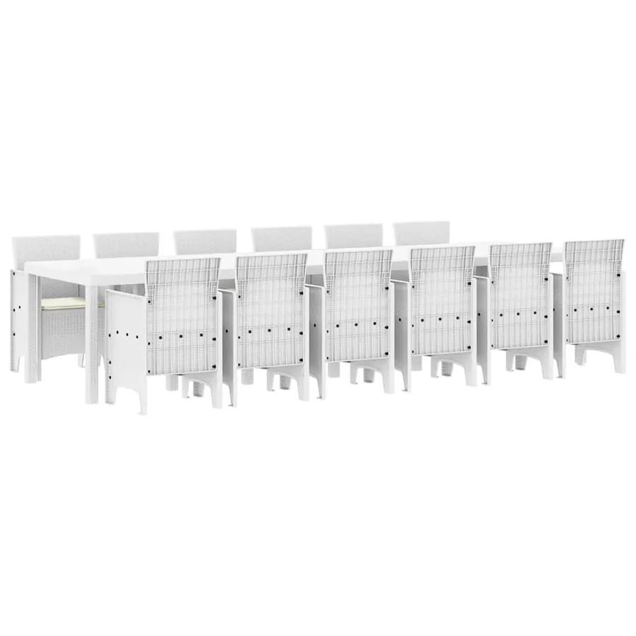 Ensemble de salle à manger pour jardin 13 pcs Blanc Rattan Polt - 2