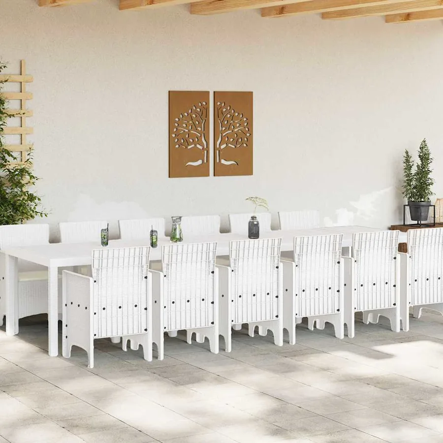 Ensemble de salle à manger pour jardin 13 pcs Blanc Rattan Polt - 3
