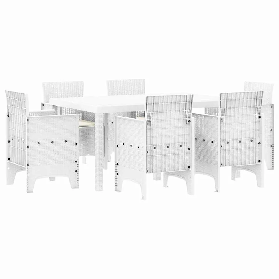 Ensemble de salle à manger pour jardin 7 pcs Blanc Rattan Polt - 2