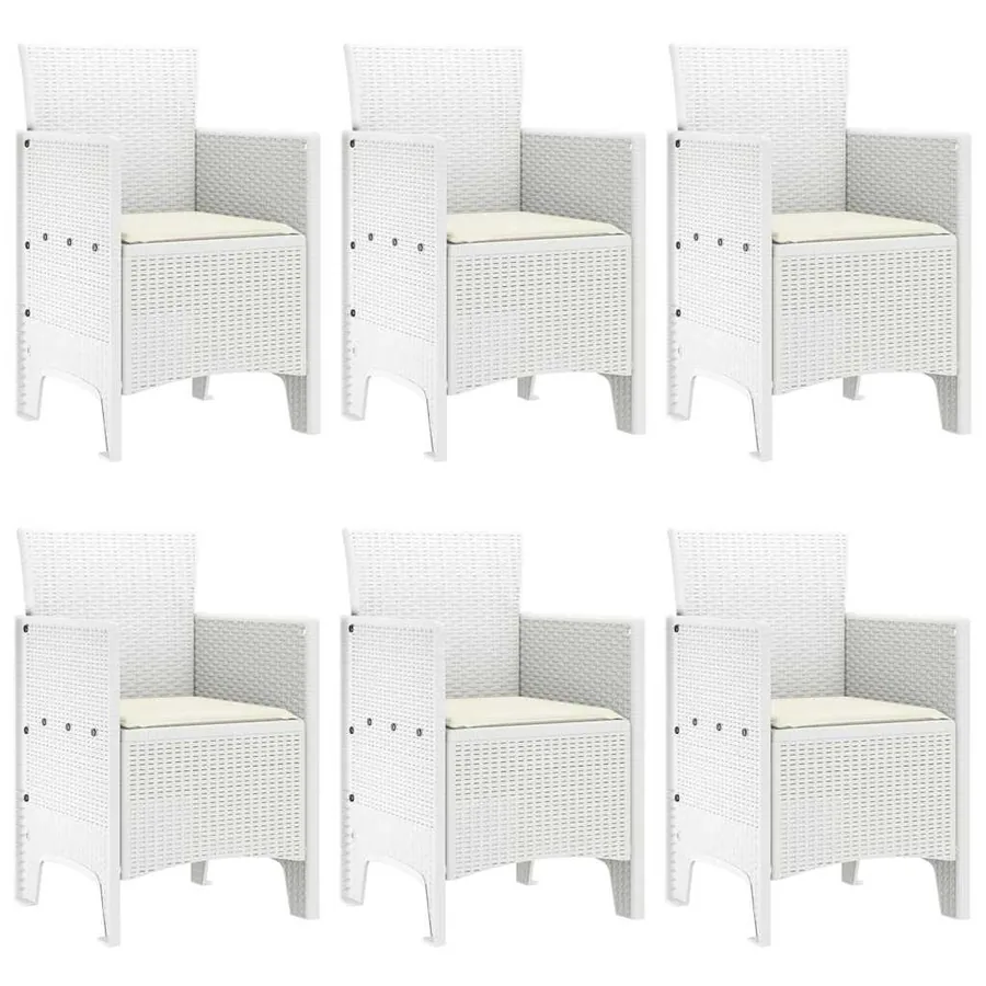 Ensemble de salle à manger pour jardin 7 pcs Blanc Rattan Polt - 4