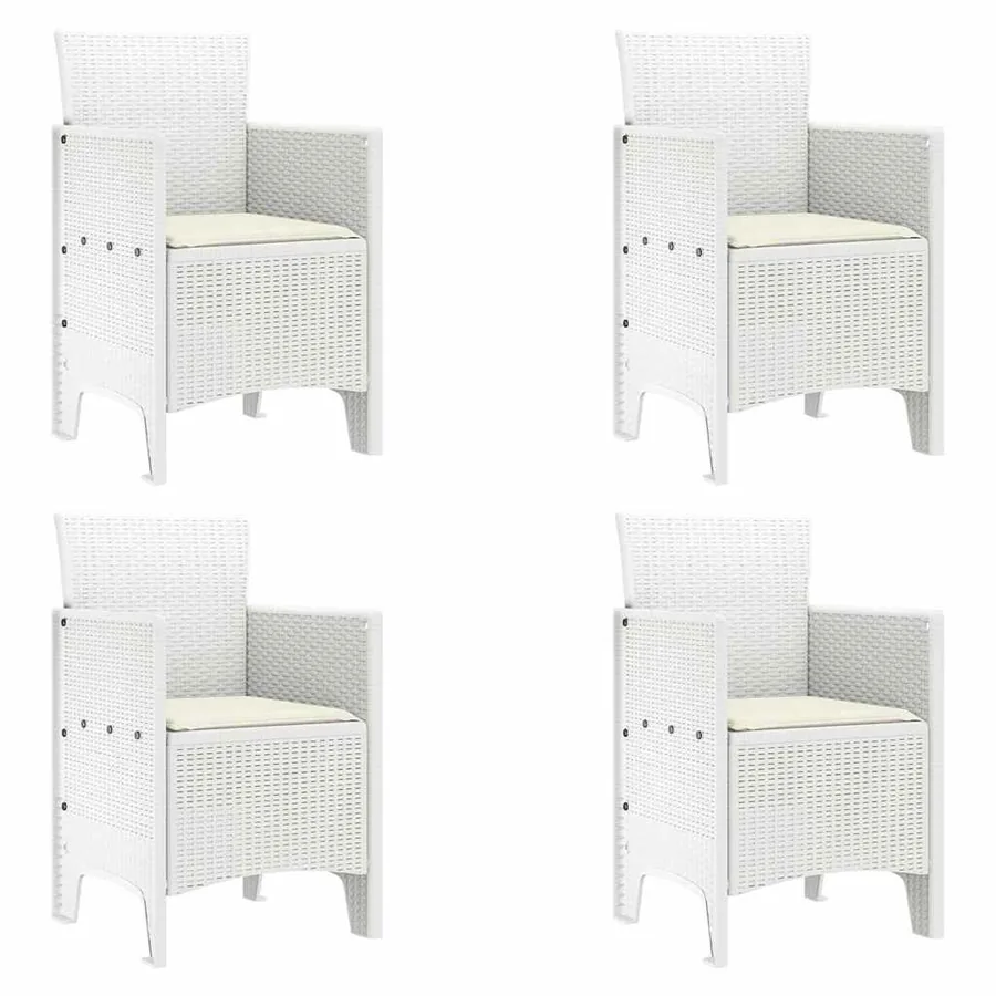 Ensemble de salle à manger pour jardin 5 pcs Blanc Rattan Polt - 4