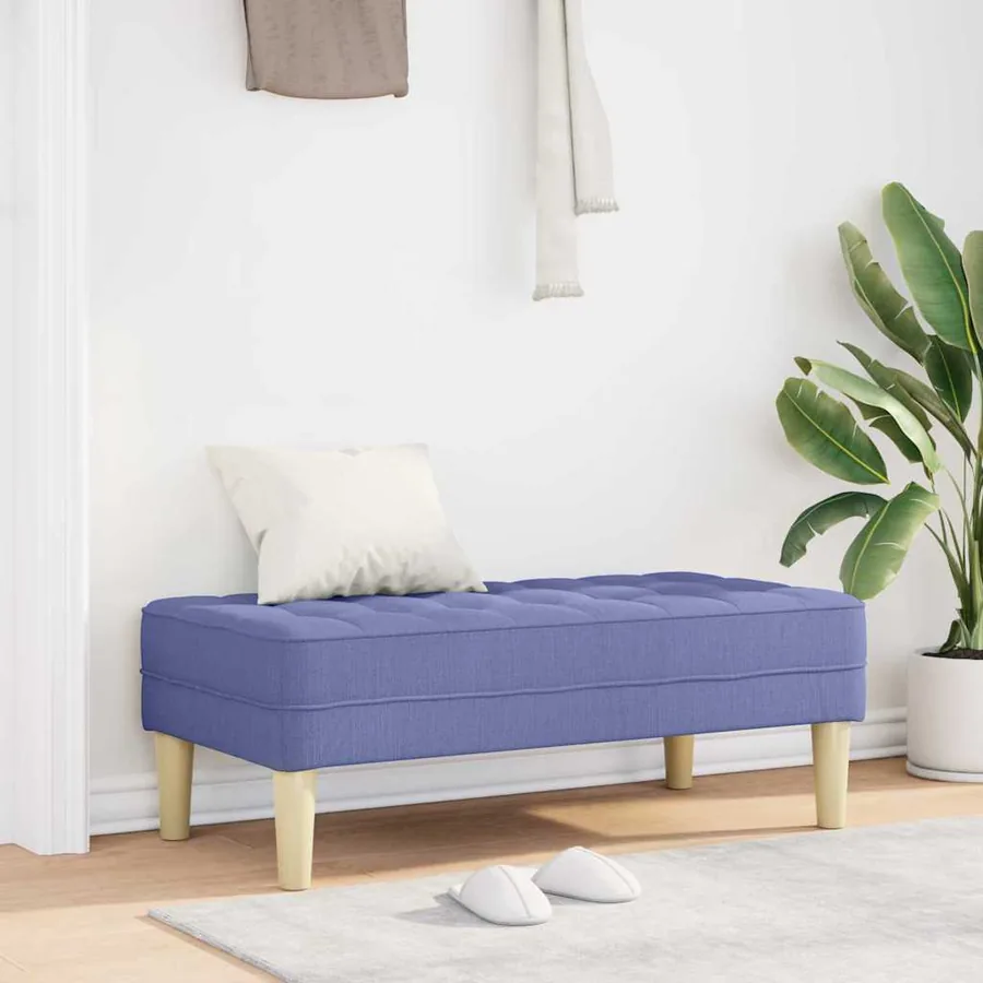 banc avec coussin Bleu denim 113 x 57 x 39 cm tissu
