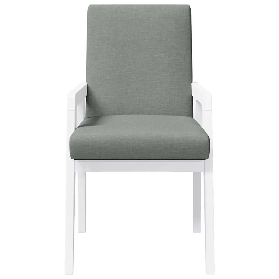 Chaises de salle à manger avec coussins (2 pcs) bois massif blanc caoutchouc - 5