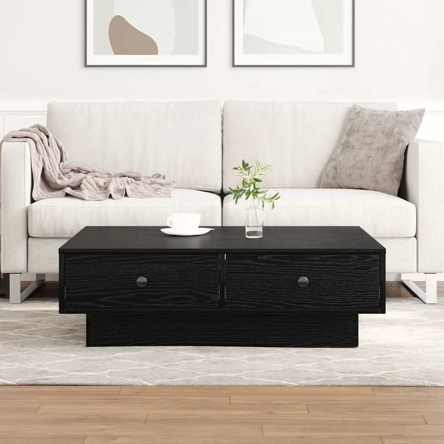 Table basse Chêne noir 90 x 90 x 28 cm Bois d'ingénierie