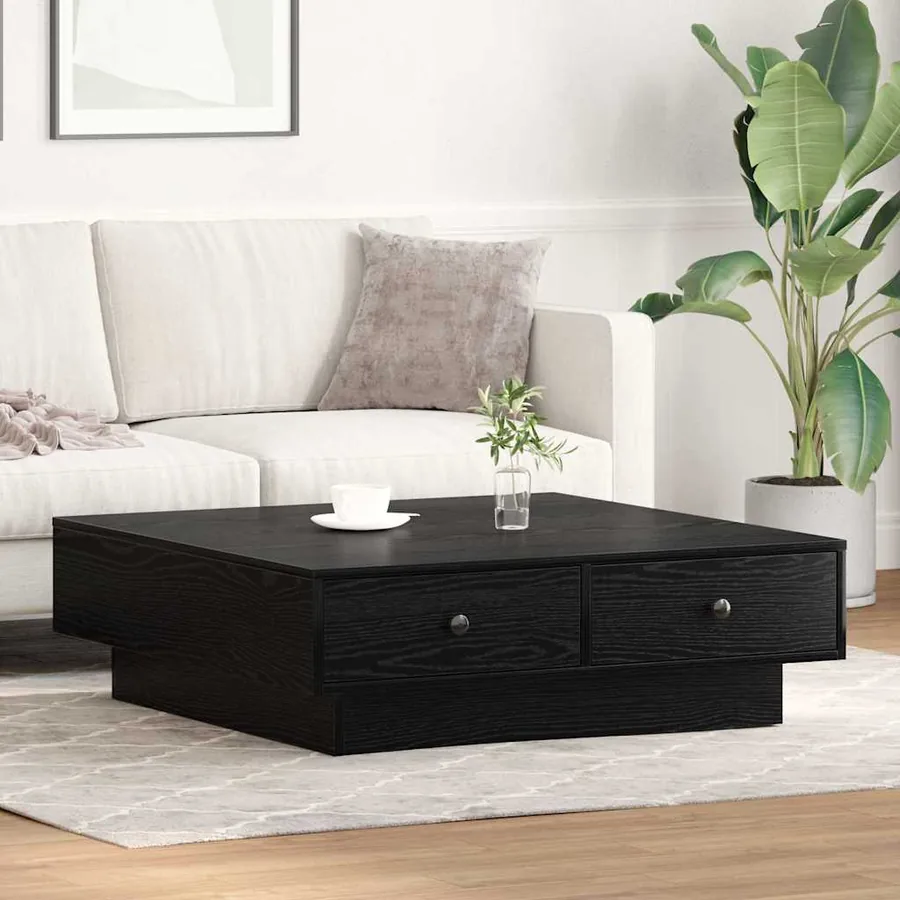 Table basse Chêne noir 90 x 90 x 28 cm Bois d'ingénierie - 4