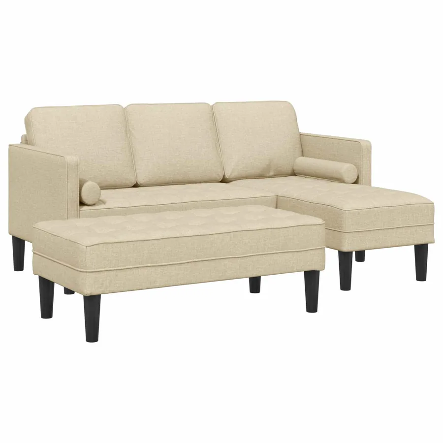 Ensemble de Canapés avec coussin 2 pcs Crème Polyester - 2