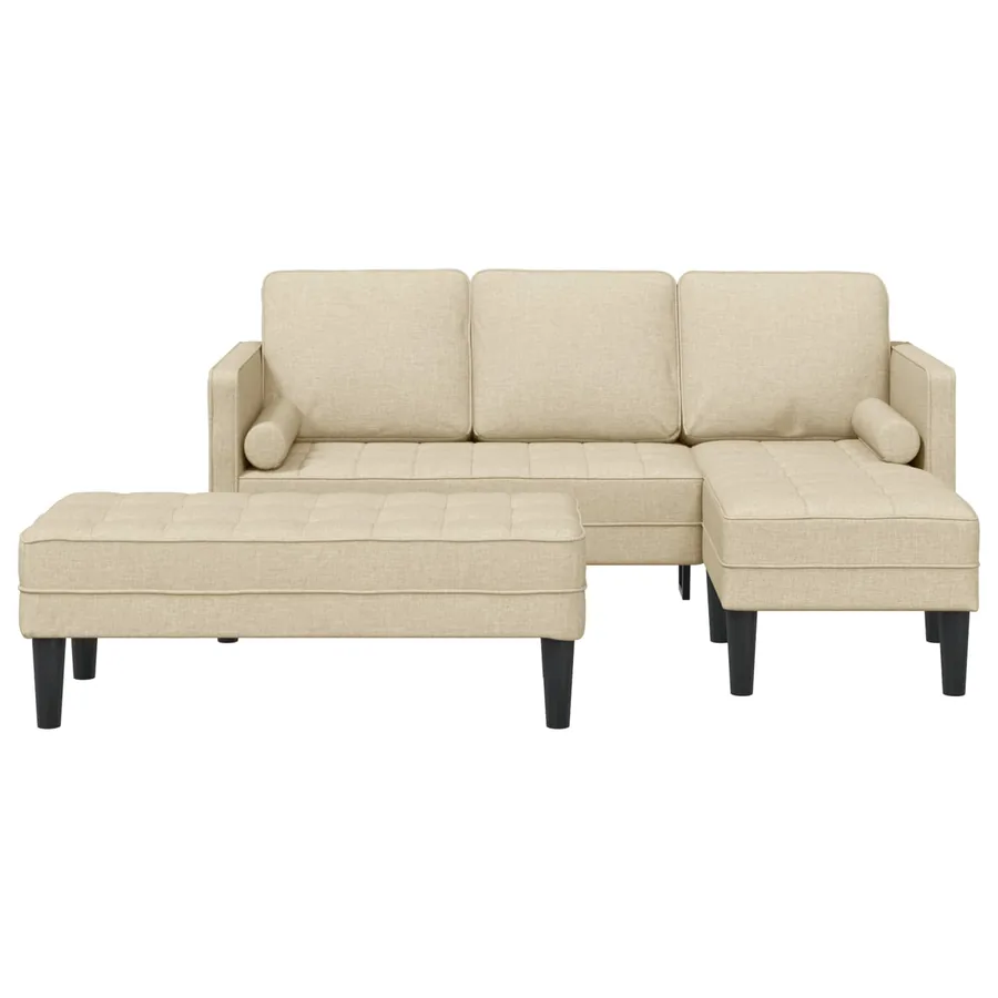 Ensemble de Canapés avec coussin 2 pcs Crème Polyester - 5