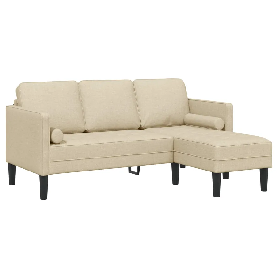Ensemble de Canapés avec coussin 2 pcs Crème Polyester - 6