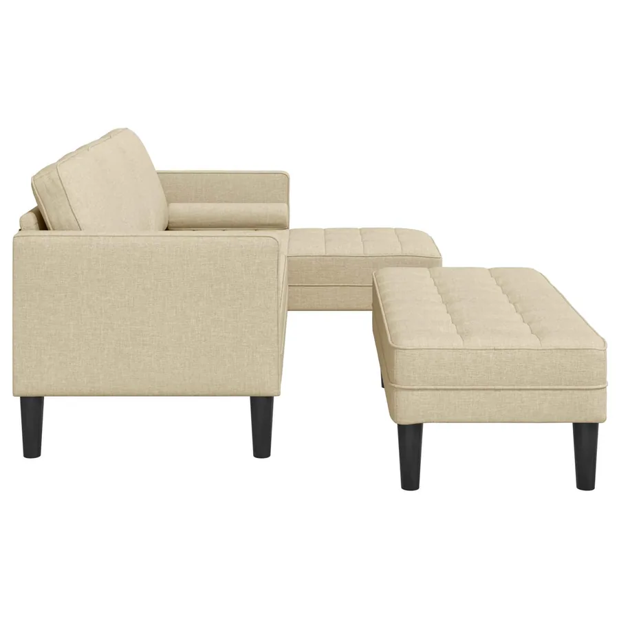 Ensemble de Canapés avec coussin 2 pcs Crème Polyester - 9
