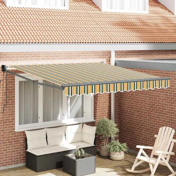 Auvent rétractable Multicolore 350 x 250 cm Polyester et métal
