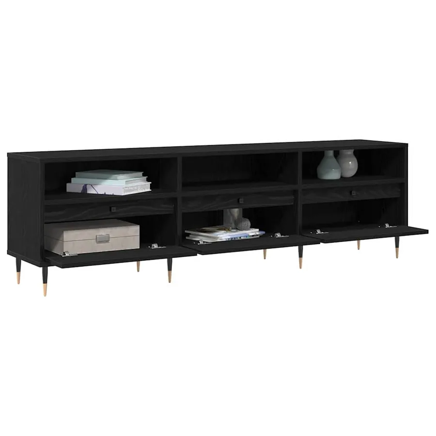 Meuble TV Chêne noir 150 x 30 x 45 cm Bois d'ingénierie - 3