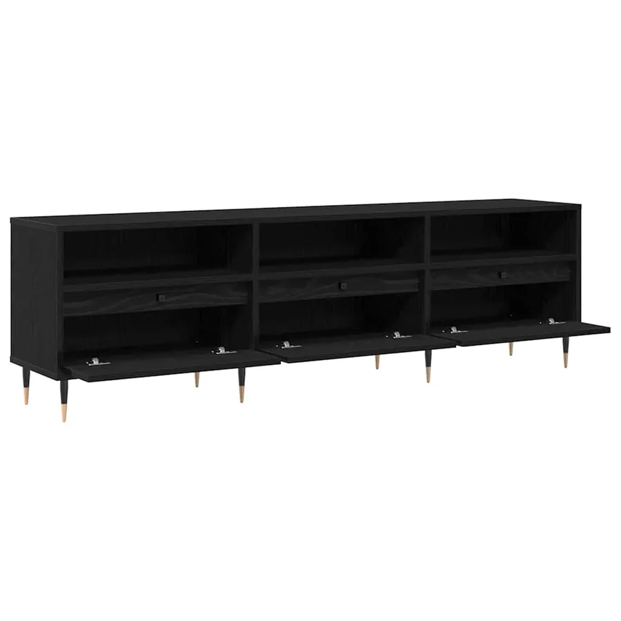 Meuble TV Chêne noir 150 x 30 x 45 cm Bois d'ingénierie - 5
