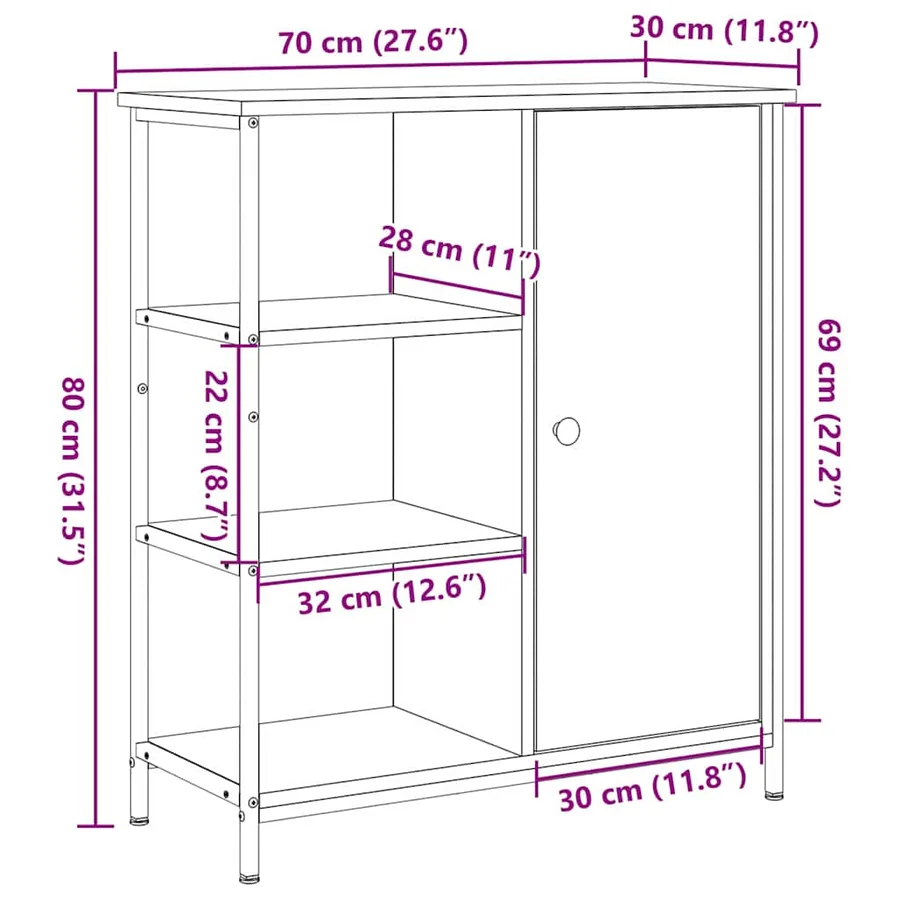 Buffet Chêne artisanal 70 x 30 x 80 cm - 10