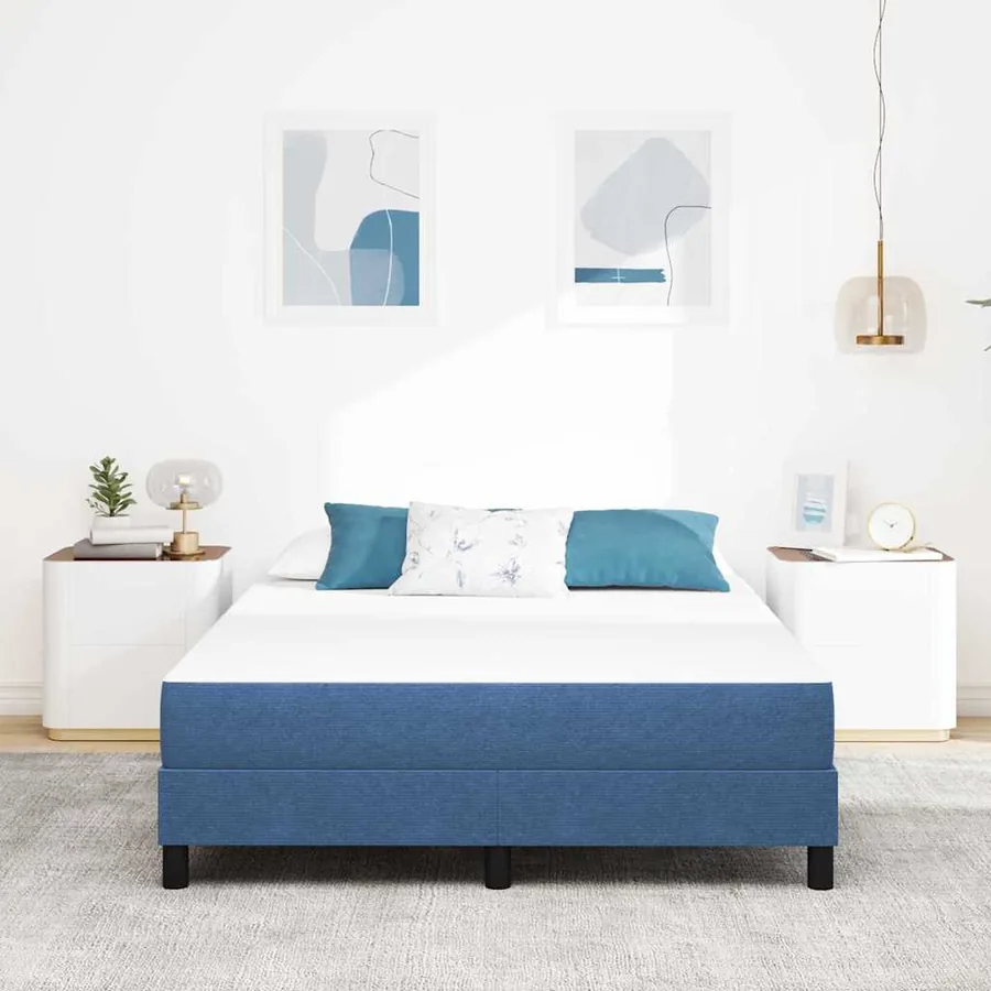 Matelas de Lit avec matelas Bleu 140 x 200 cm tissu - 3