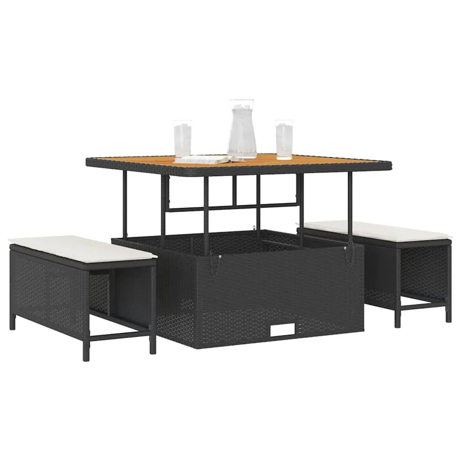 Ensemble de salle à manger pour jardin Noir polyrotin - 3