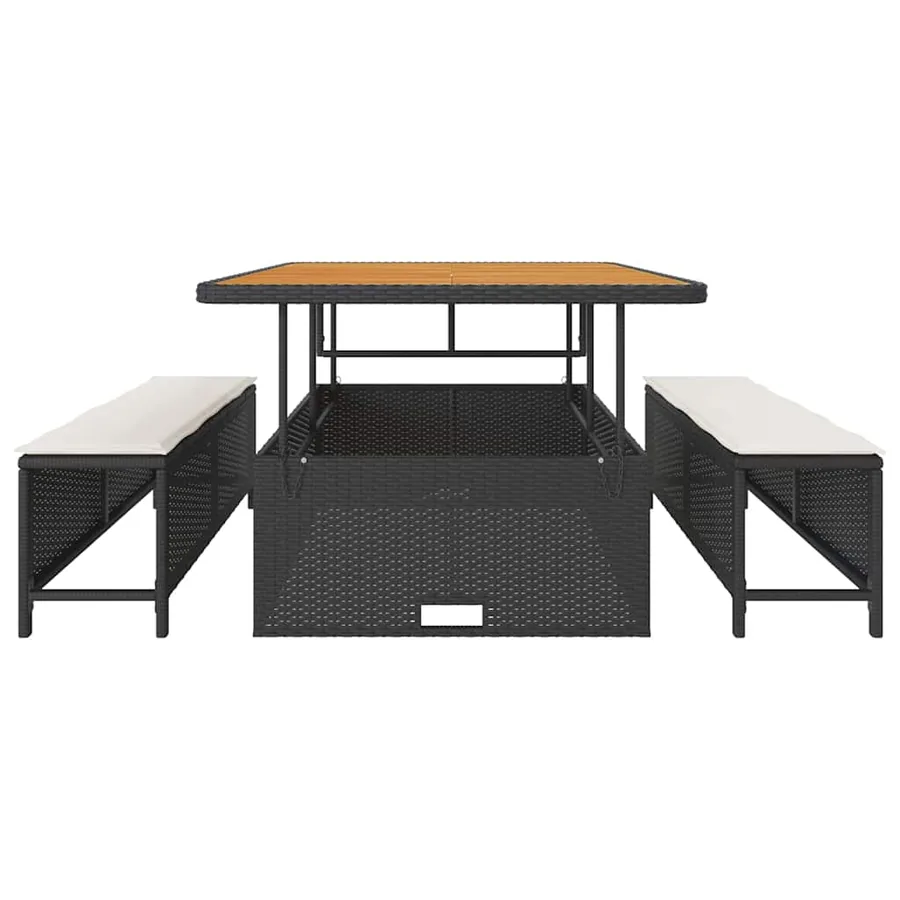 Ensemble de salle à manger pour jardin Noir polyrotin - 7