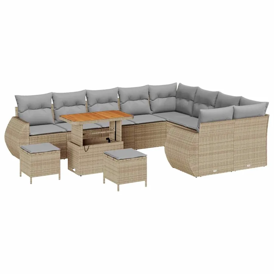 Ensemble de canapé de jardin 12 pcs Beige et Gris clair - 2