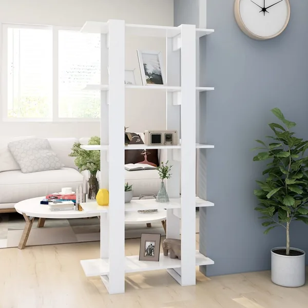 Bibliothèque/séparateur de pièce blanc bois d'ingénierie