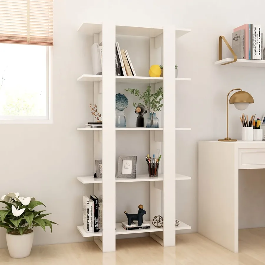 Bibliothèque/séparateur de pièce blanc bois d'ingénierie - 3