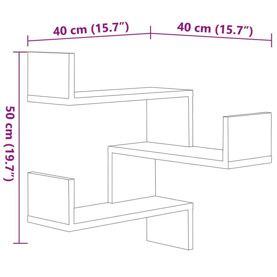 Étagères d'angle murales 2 pcs Chêne fumé 40x40x50 cm Bois - 9