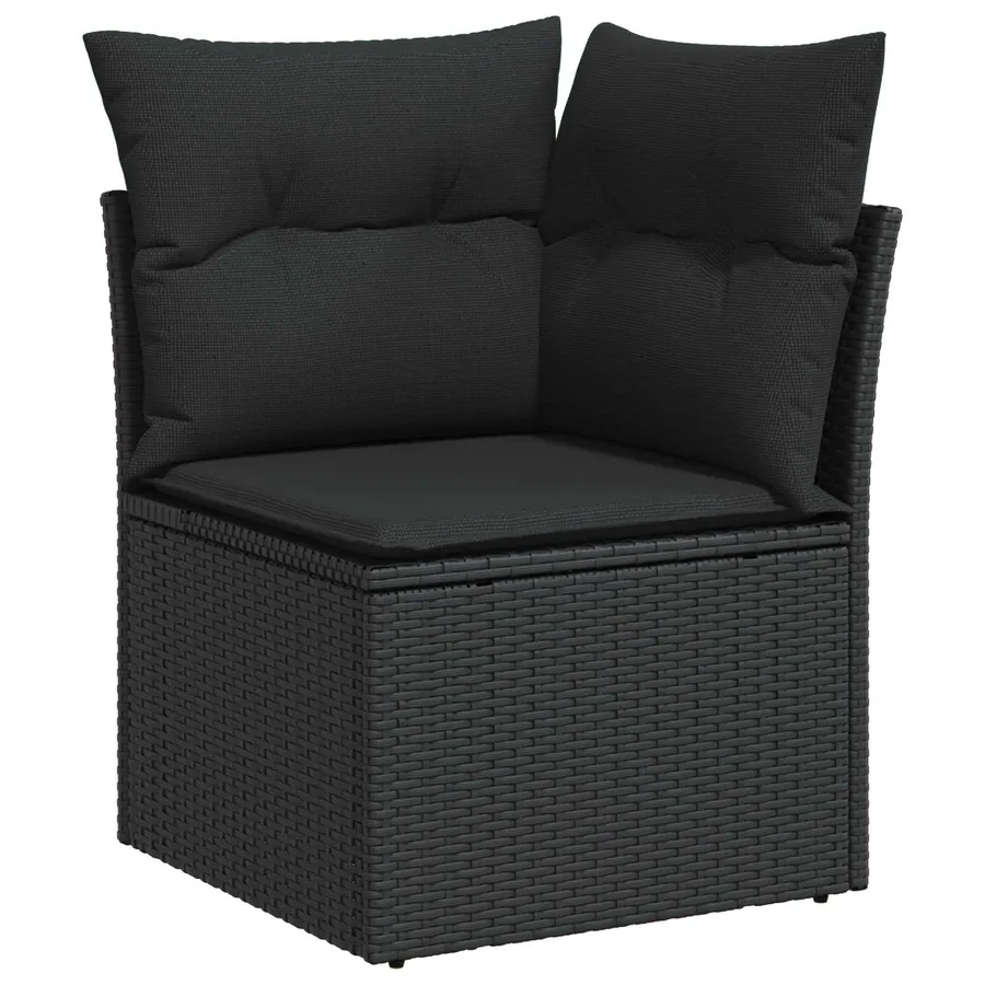 Ensemble de canapé de jardin 8 pcs Noir polyrotin - 5