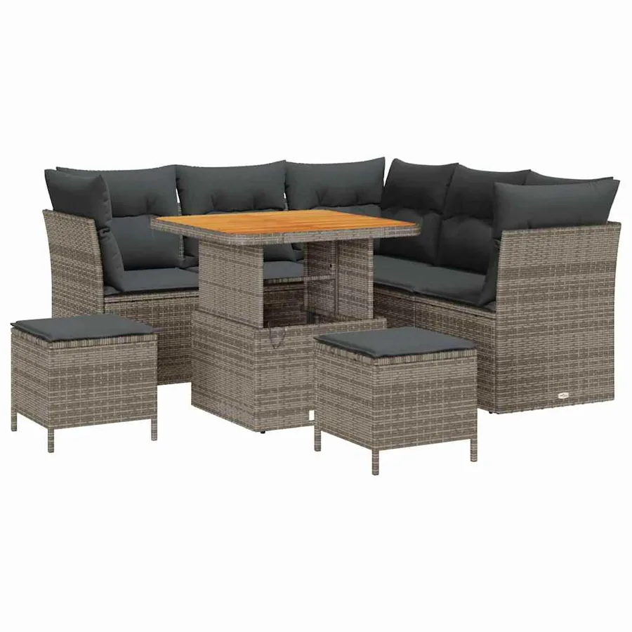 Ensemble de canapé de jardin 8 pcs Gris polyrotin - 2