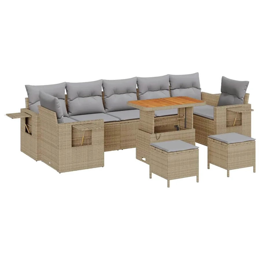 Ensemble de canapé de jardin 10 pcs Beige polyrotin - 2