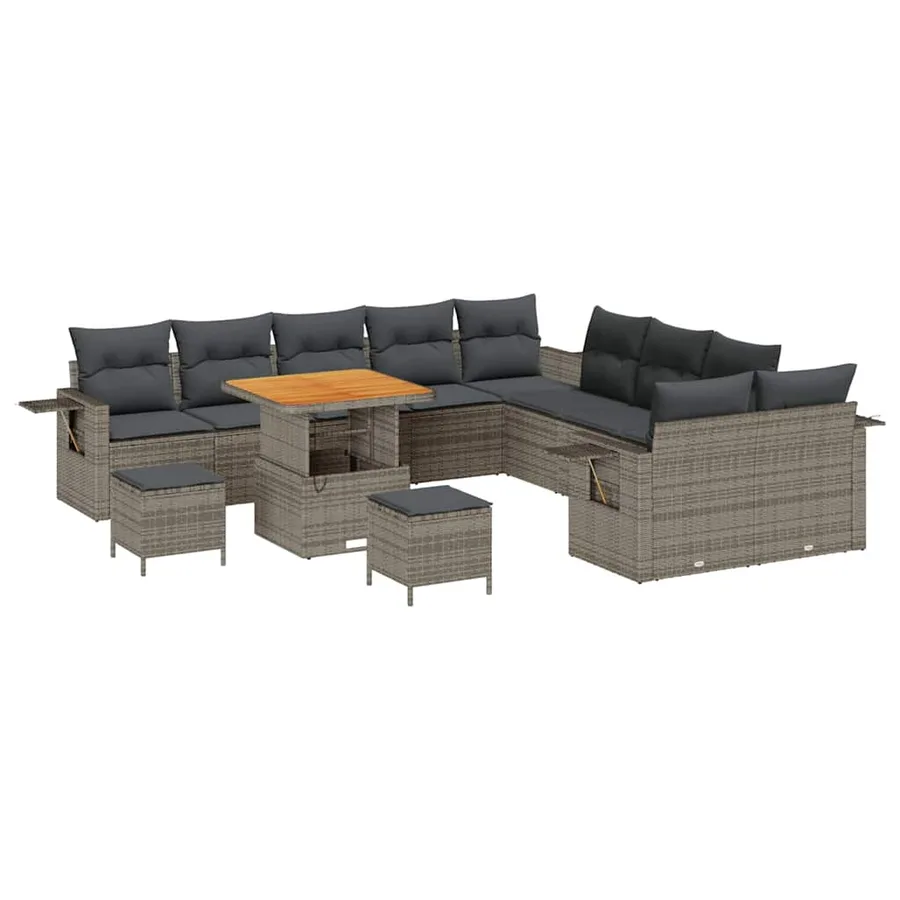 Ensemble de canapé de jardin 13 pcs Gris polyrotin - 2