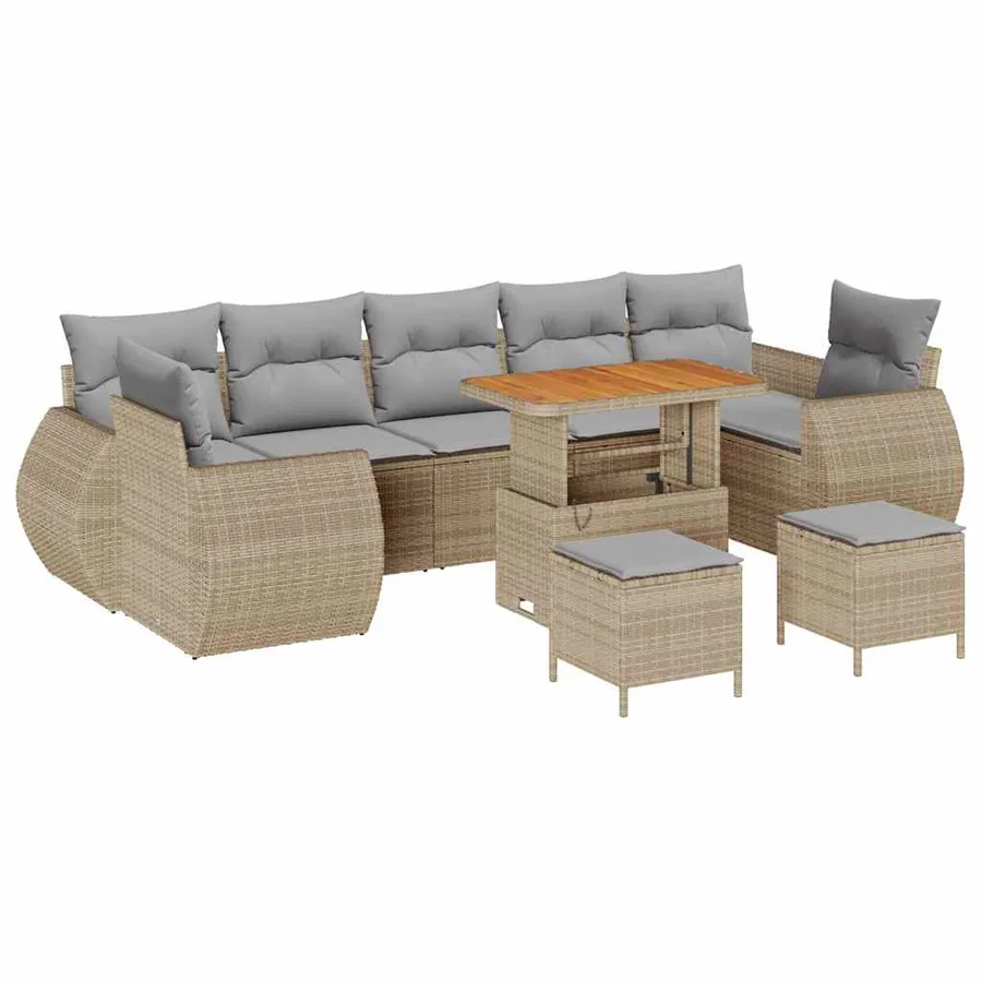 Ensemble de canapé de jardin 10 pcs Beige polyrotin - 2